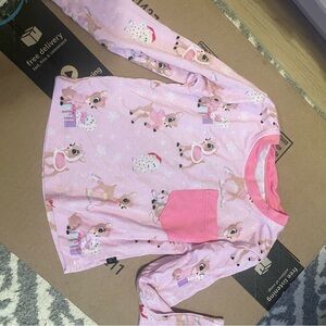 BAMBOO Pink Reindeer Long Sleeve Tee